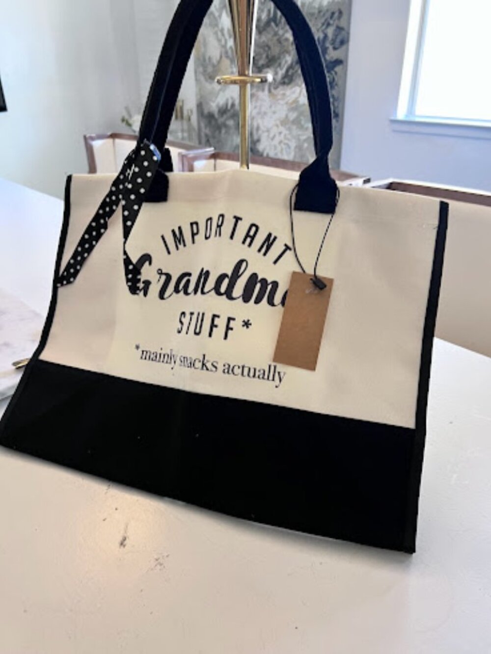 Grandma Tote Bag  “Important Grandma Stuff” -gigi, mimi, abuelita, glamman, Nana